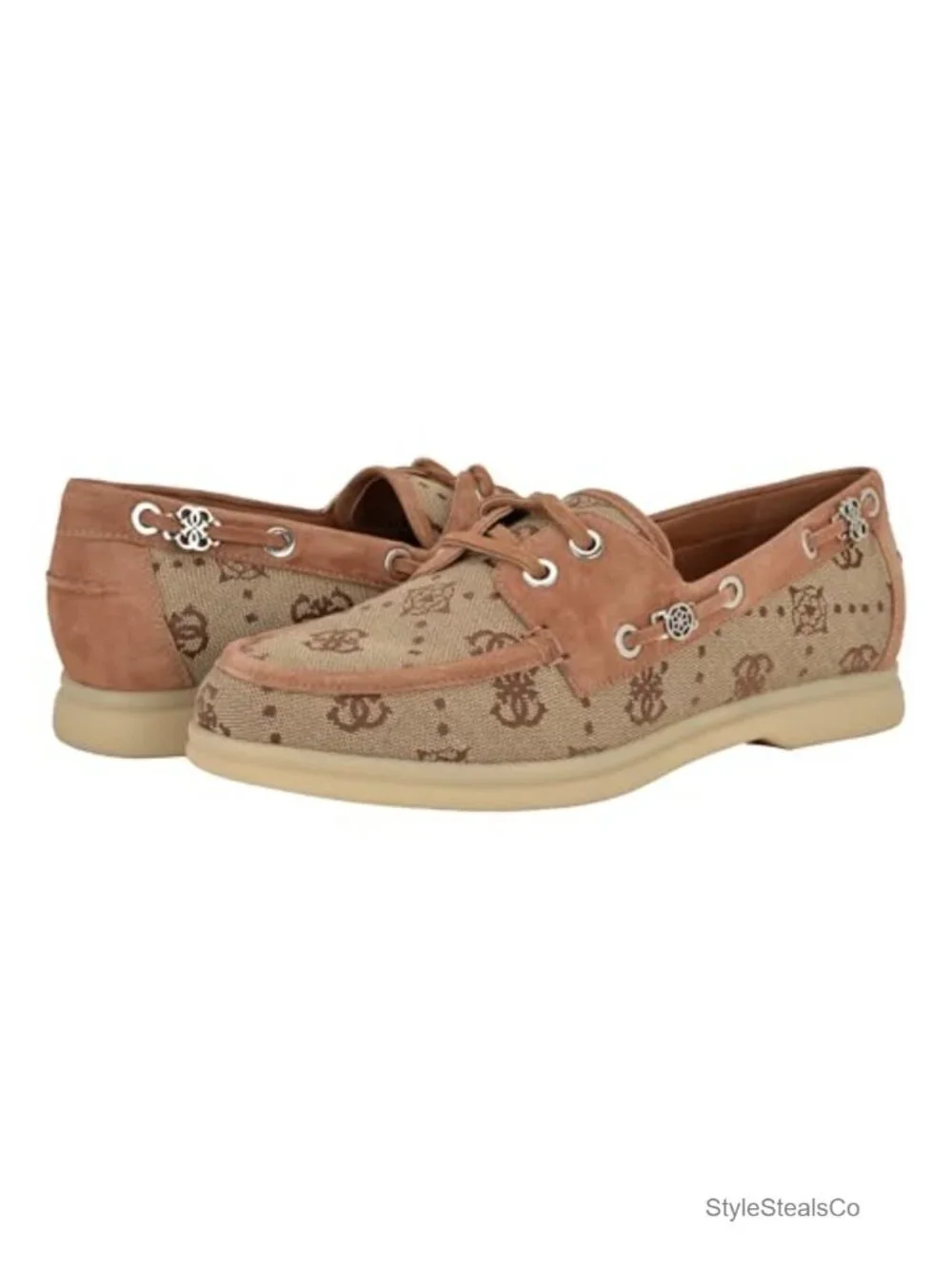 Tie Laced Loafers with Peony Charms Suede Slip-Ons